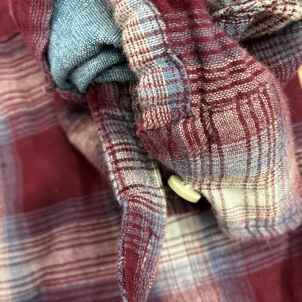 Gap Kids Lined  Button Down Cotton Long Sleeve Size 12 Husky XL Plum/Blue Shirt